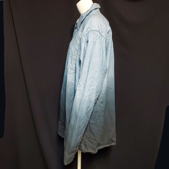 NWT George Blue to Black Ombre Button Down Shirt - Picture 4 of 6
